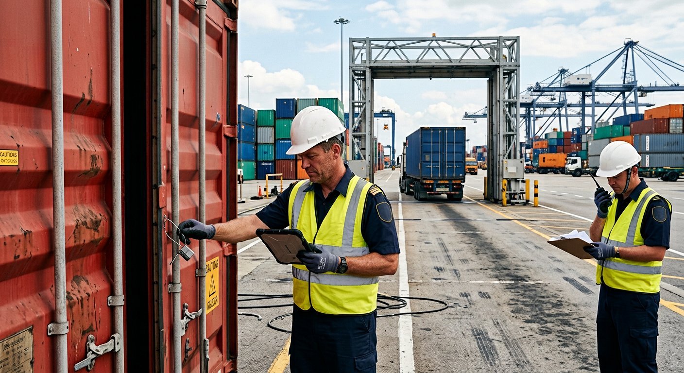 Inspection douanière d'un conteneur